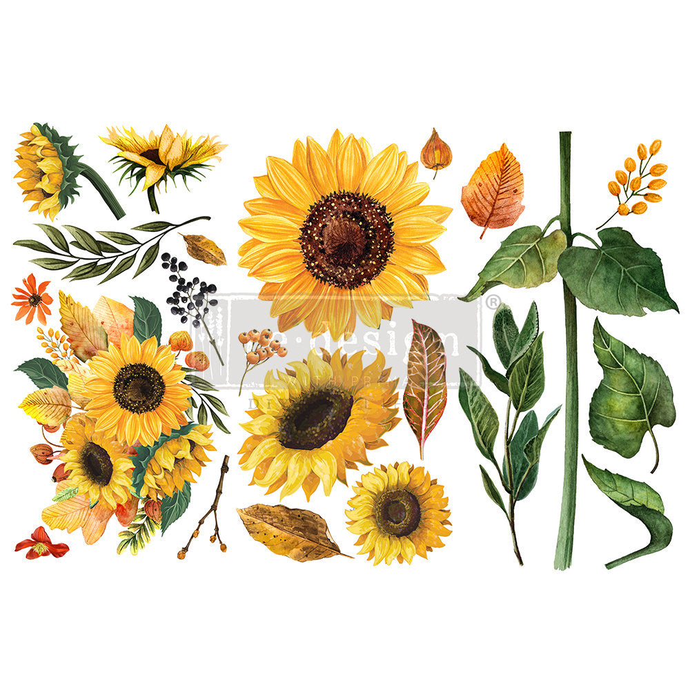 Sunflower Afternoon - Rub-On Furniture Decal Mini-Transfer by Redesign with Prima!