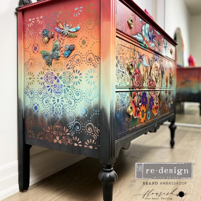 Eastern Abstract - CeCe- Decor Stencil 18×25 by redesign with Prima!