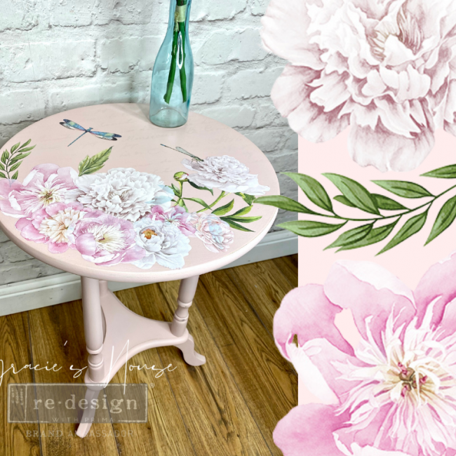 Morning Peonies - Rub-On Furniture Decal Mini-Transfer by Redesign with Prima!