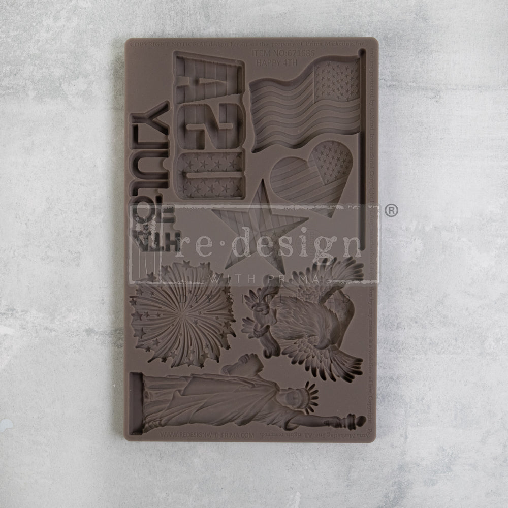 HAPPY 4TH – 1 PC, 5″X8″X8MM - DECOR MOULDS® - (LIMITED EDITION)