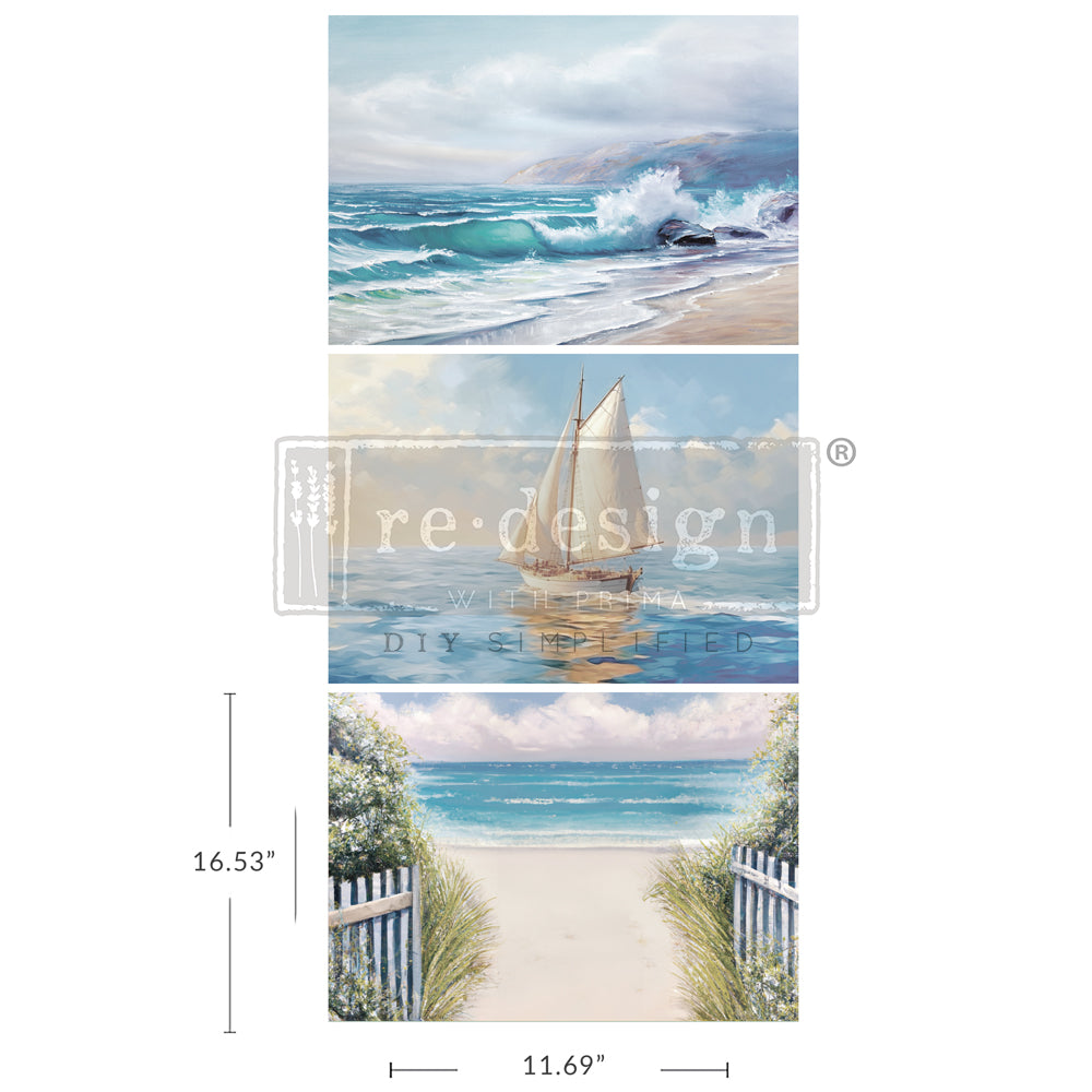 SEASCAPE MELODY – 3 SHEETS, 11.7”X16.5” EACH A3 DECOUPAGE DECOR TISSUE PAPER (LIMITED EDITION)PACK