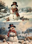 Snowman Duo - Decoupage Tissue Paper   21" x 29"