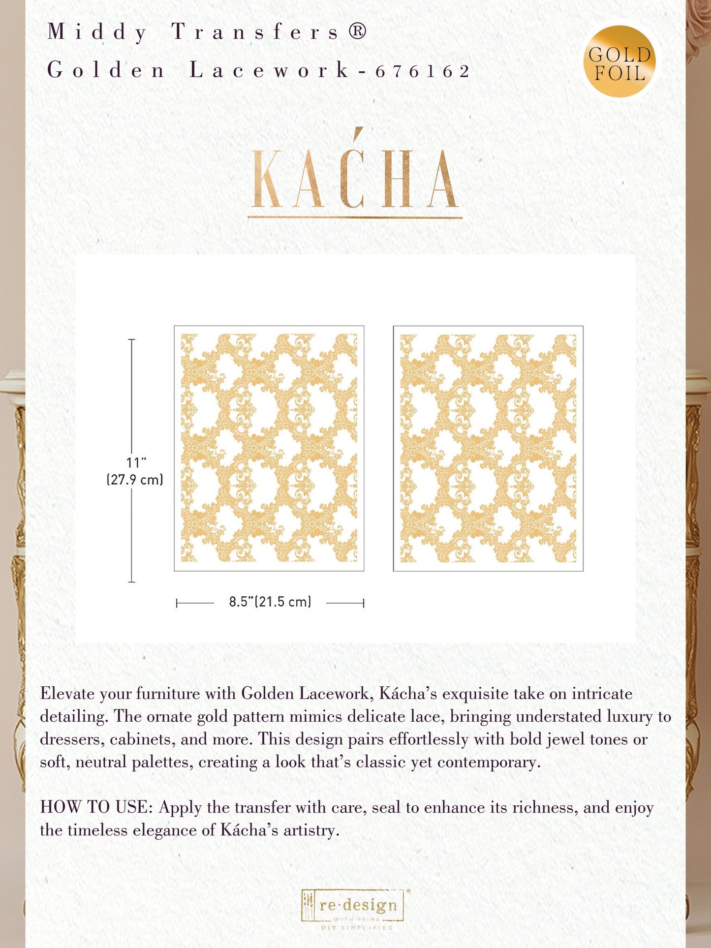 Middy Foil Transfers® Kacha - Golden Lacework