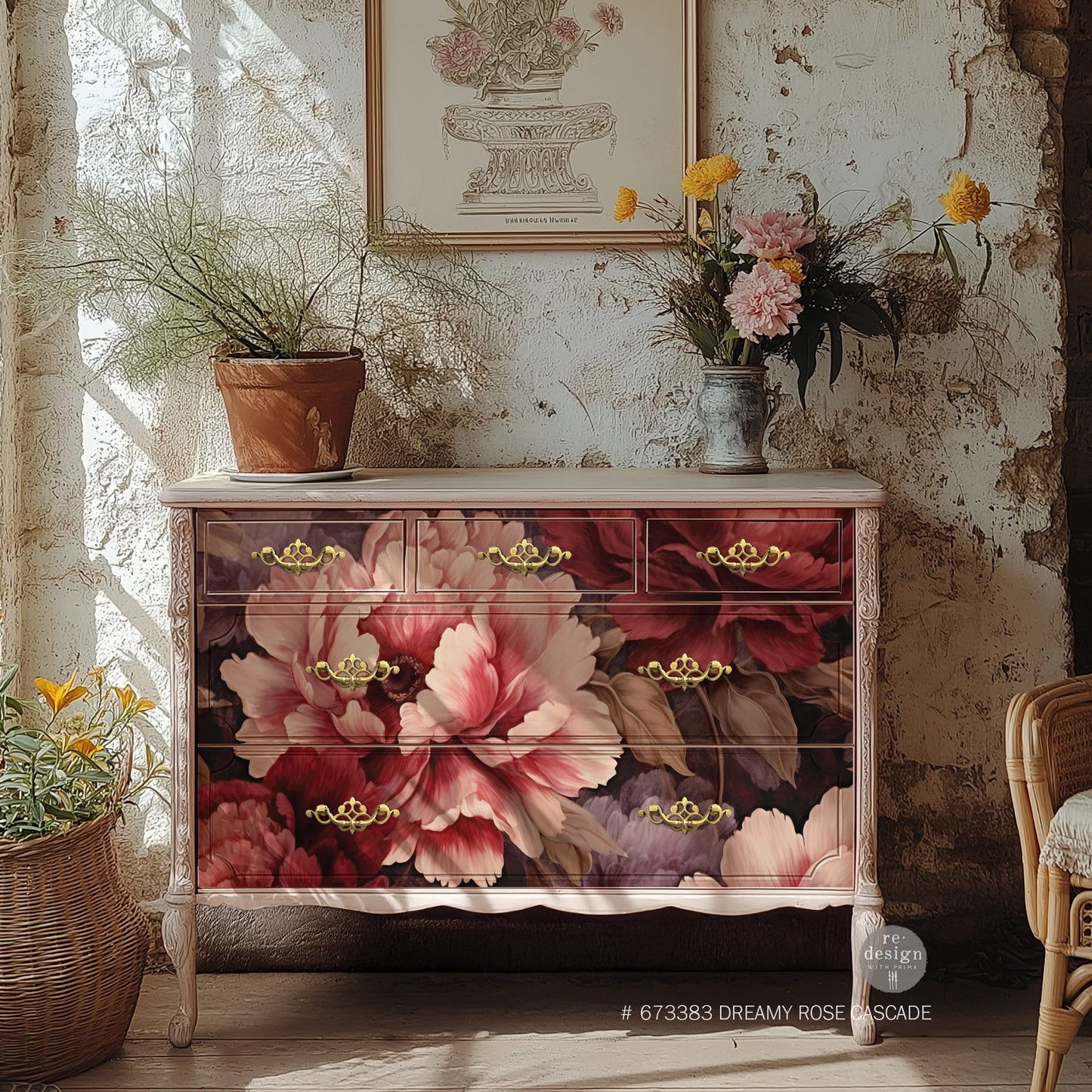 Dreamy Rose Cascade A1 Decoupage Fiber -Redsign - Extremely Limited Release