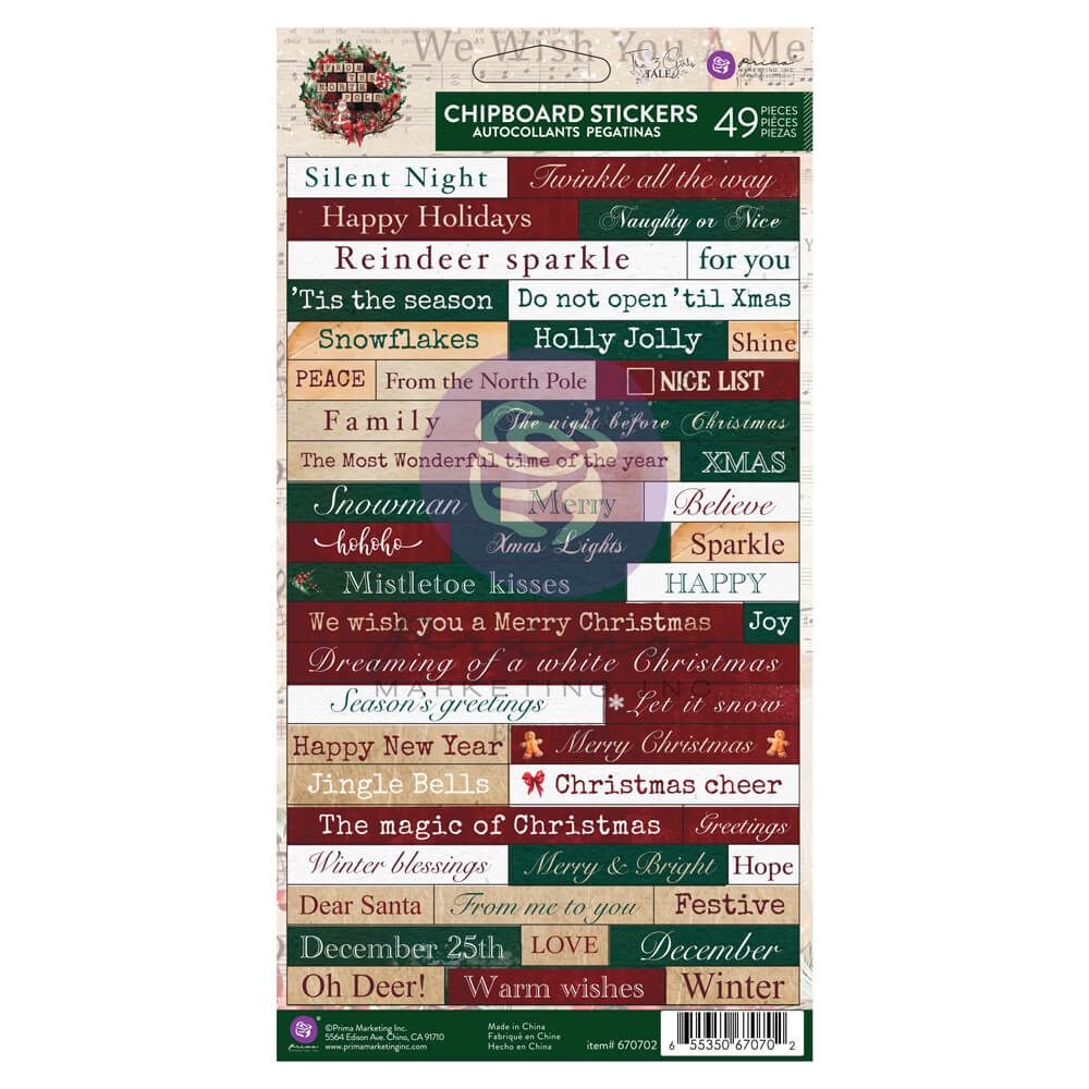 FROM THE NORTH POLE COLLECTION CHIPBOARD STICKERS – 49 PCS