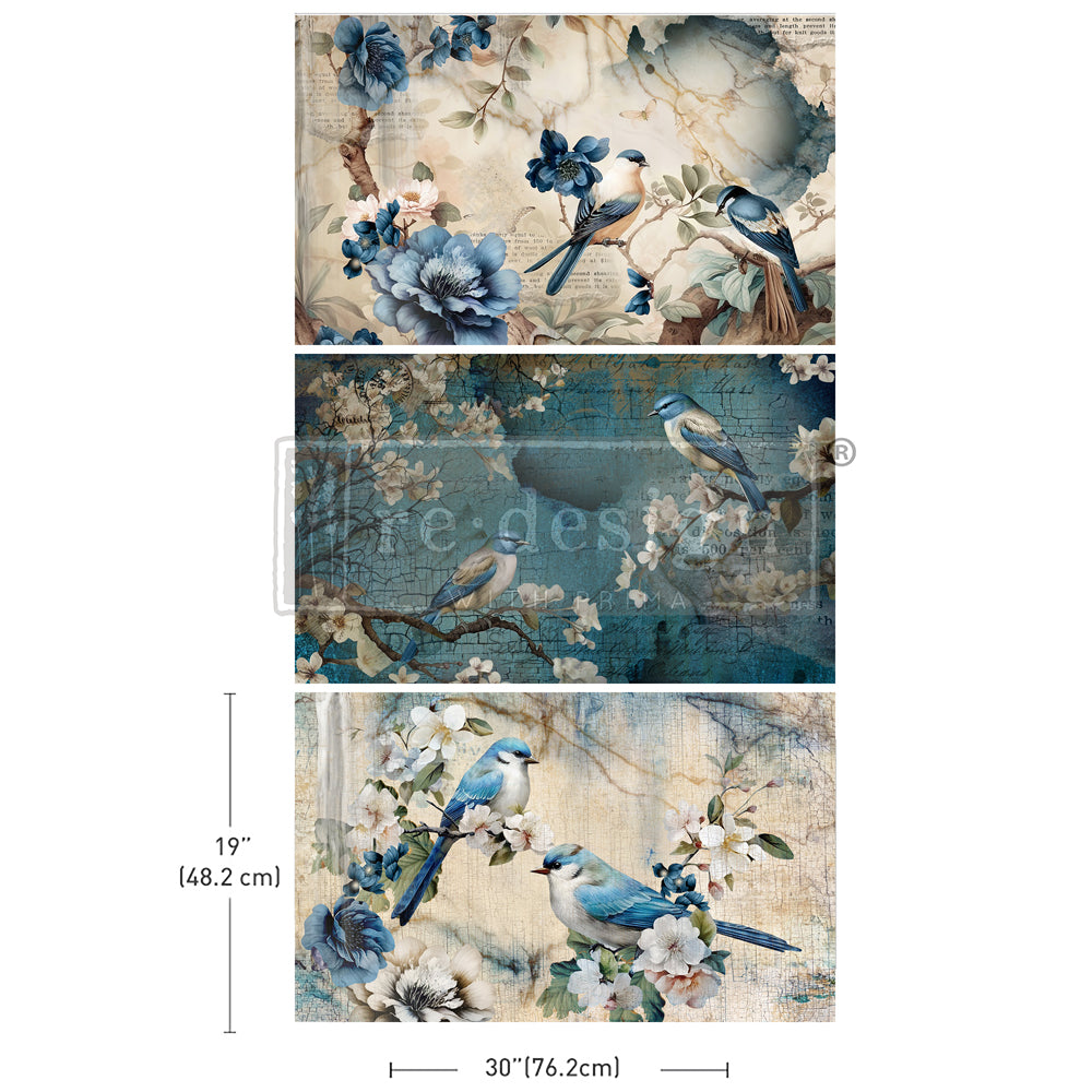 Sapphire Wings - DECOUPAGE DECOR TISSUE PAPER PACK -3 Sheets 19.5″X30″ EACH