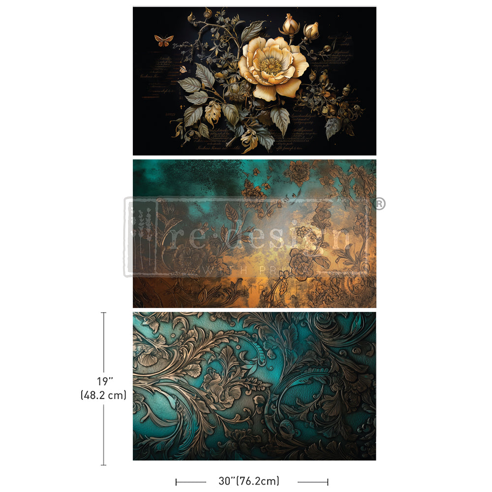 PETALS ADORNED- DECOUPAGE DECOR TISSUE PAPER PACK -3 Sheets 19.5″X30″ EACH