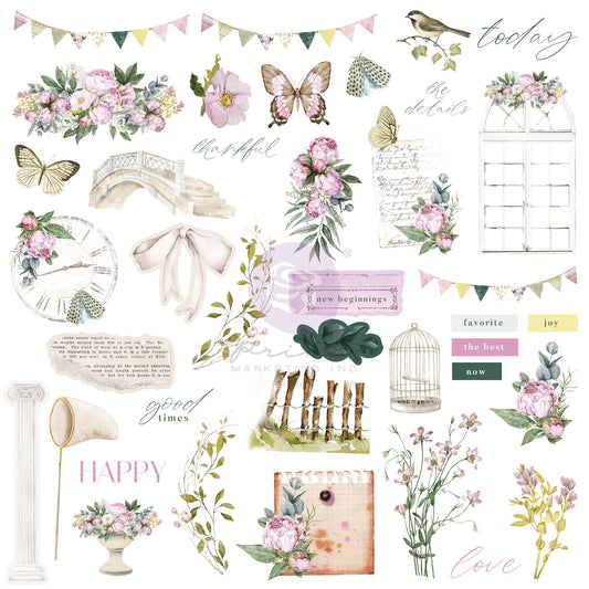 Serene Petals Collection Ephemera – Vintage Flutter – 78 pcs