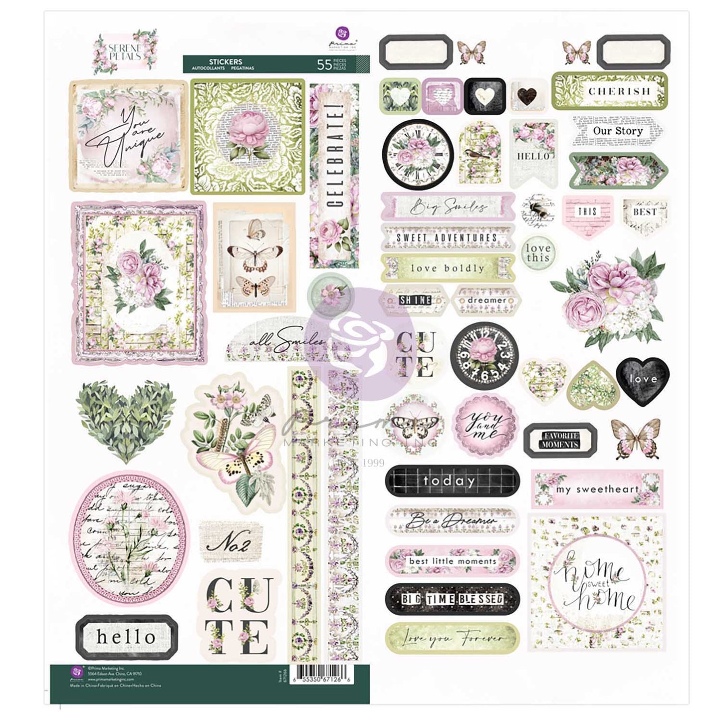 Serene Petals Collection Stickers – 55 pcs