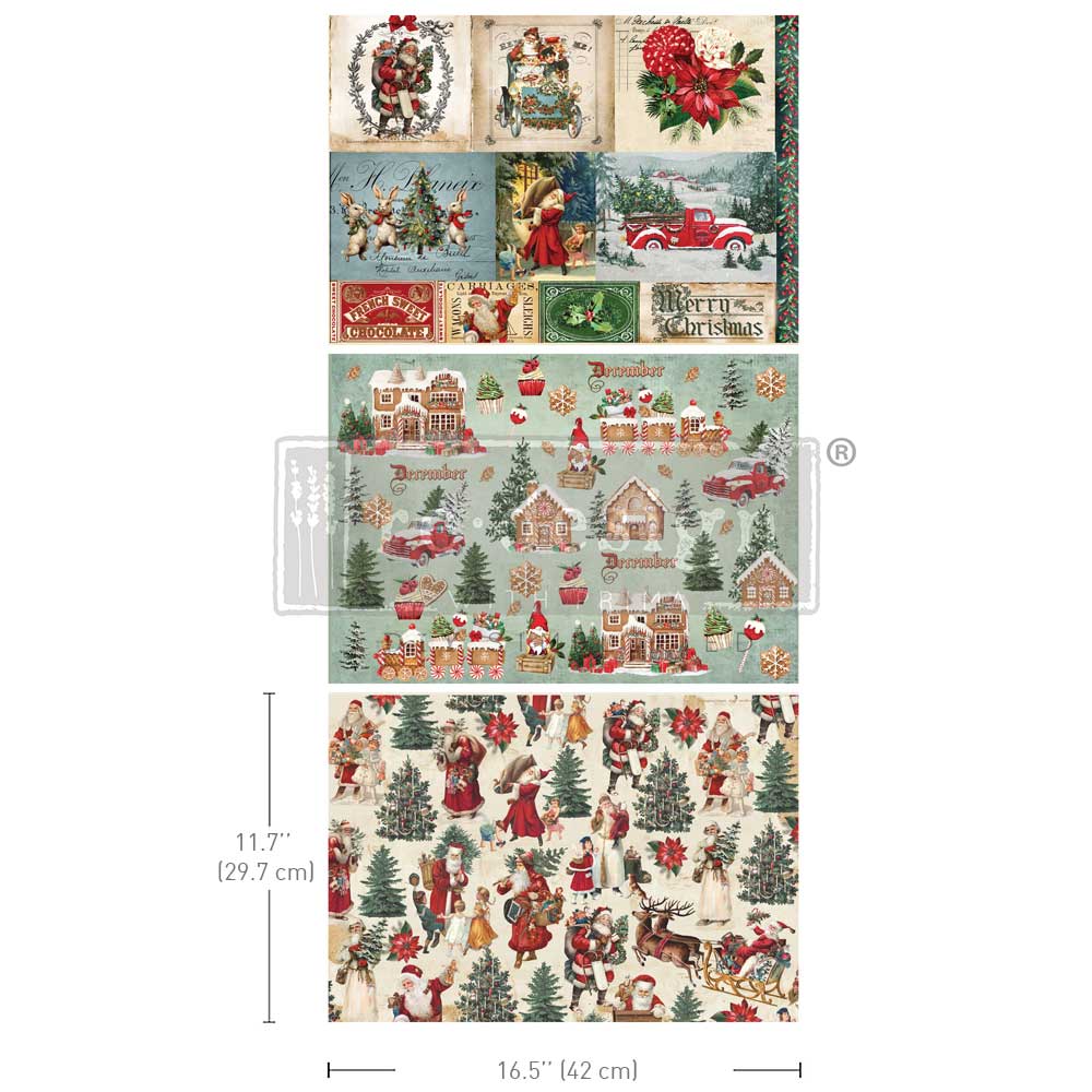 A3 Decoupage Fiber Pack - Santaland Sparkle -LIMITED EDITION