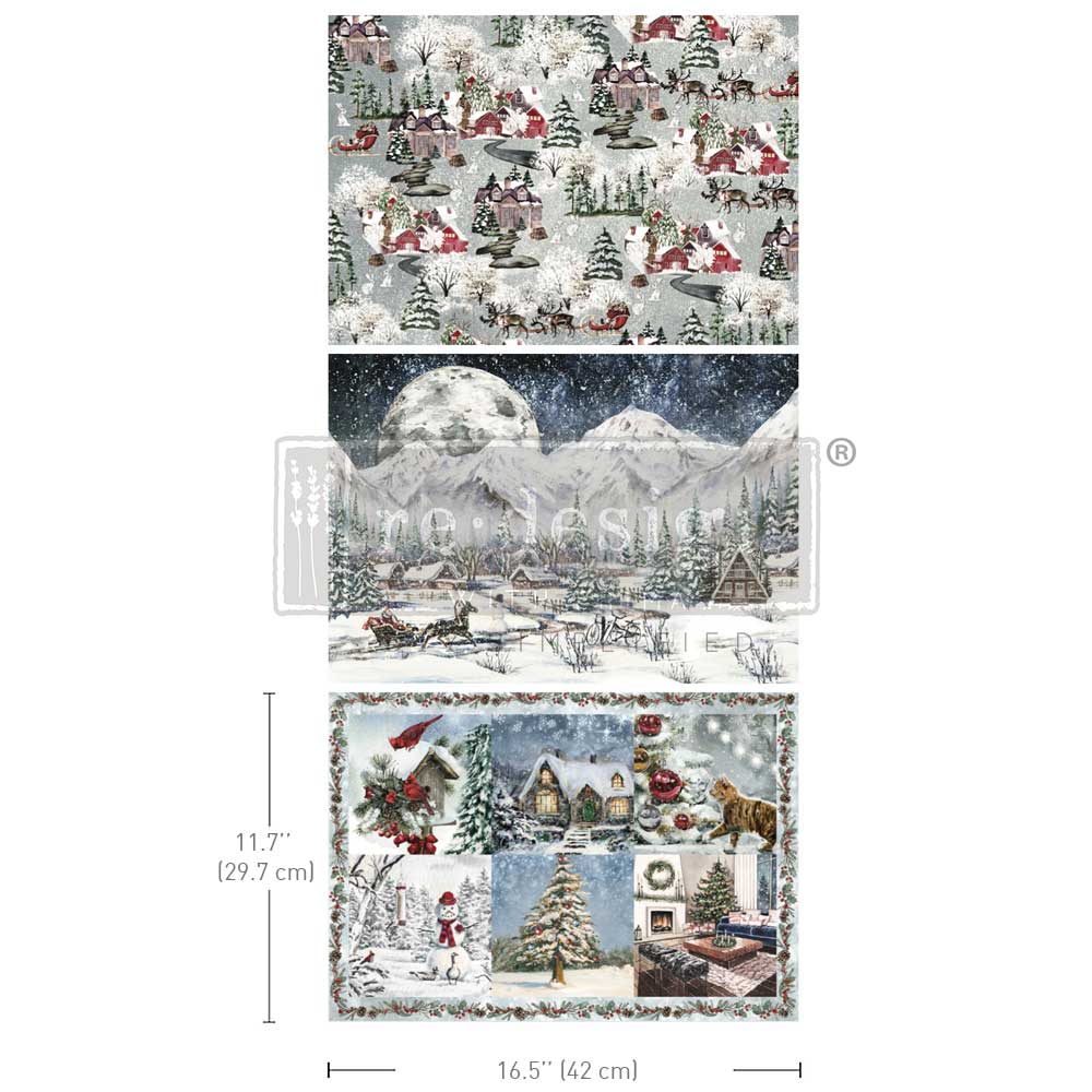 A3 Decoupage Fiber Pack - Snowfall Splendor - LIMITED EDITION