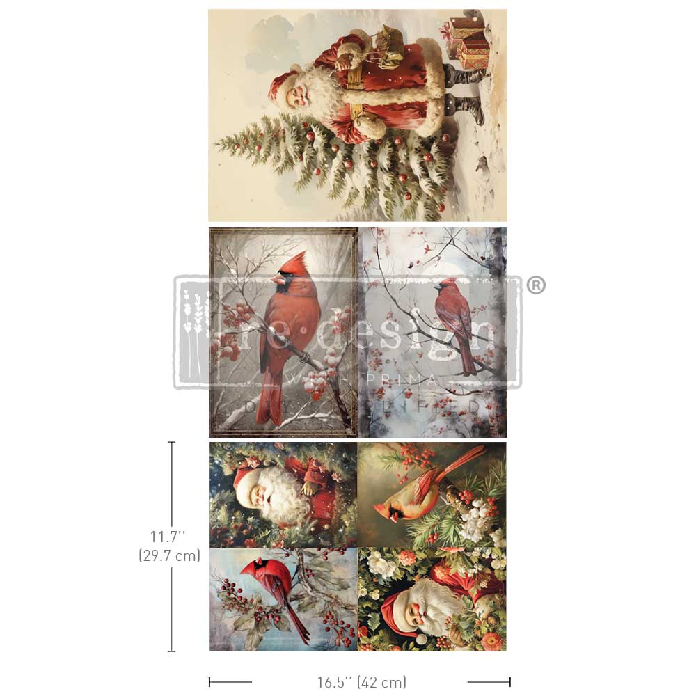 A3 Decoupage Fiber Pack - Festive Cardinal - LIMITED EDITION