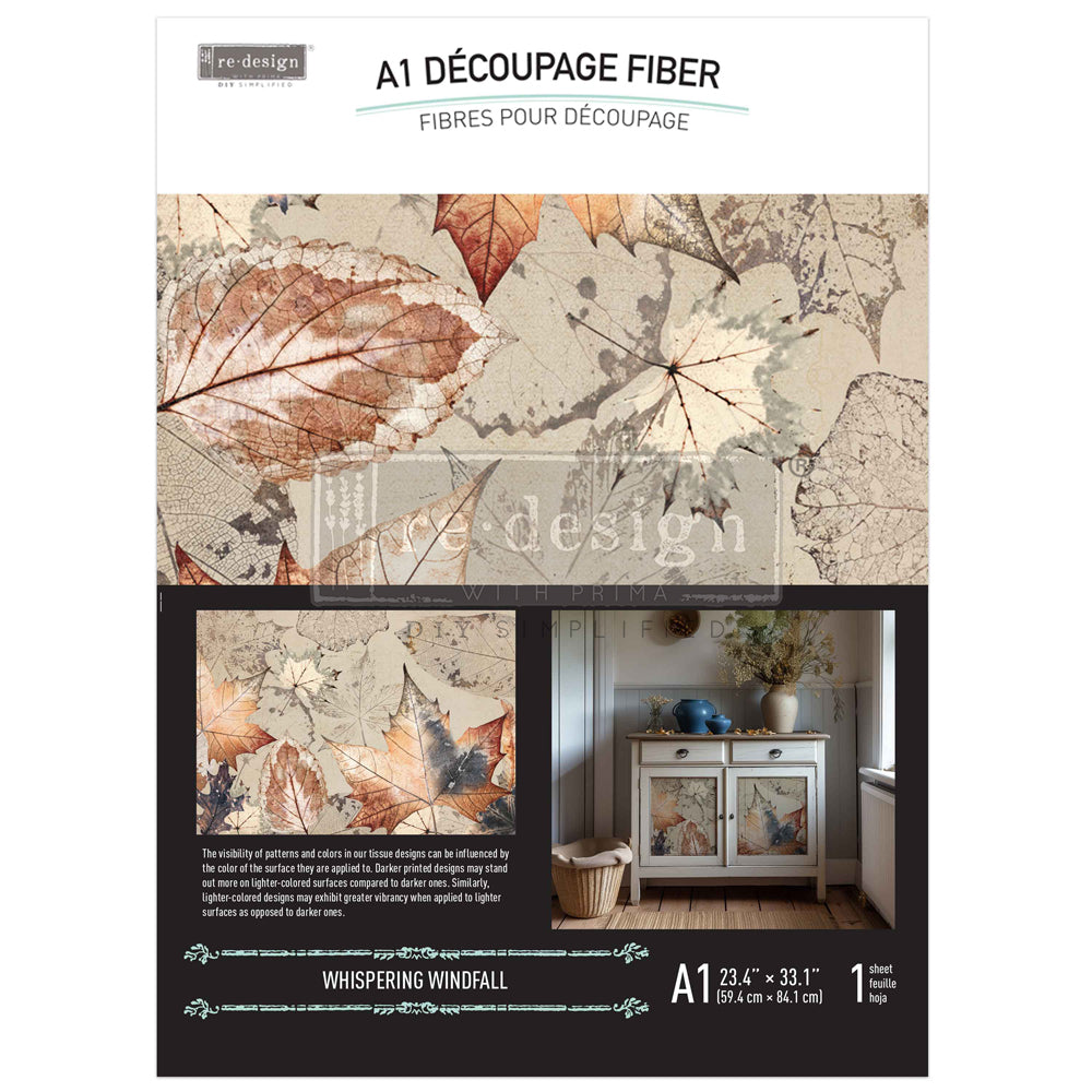 A1 DECOUPAGE FIBER – WHISPERING WINDFALL – 1 SHEET, A1 SIZE