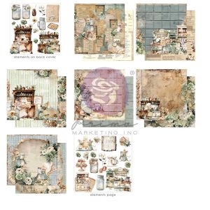 The Home Baker Collection 12×12 Paper Pad – 14 sheets w/ foil- 6 double sided designs x 2 sheets each + 1 cut-out sheet + 1 cut-out sheet on cover