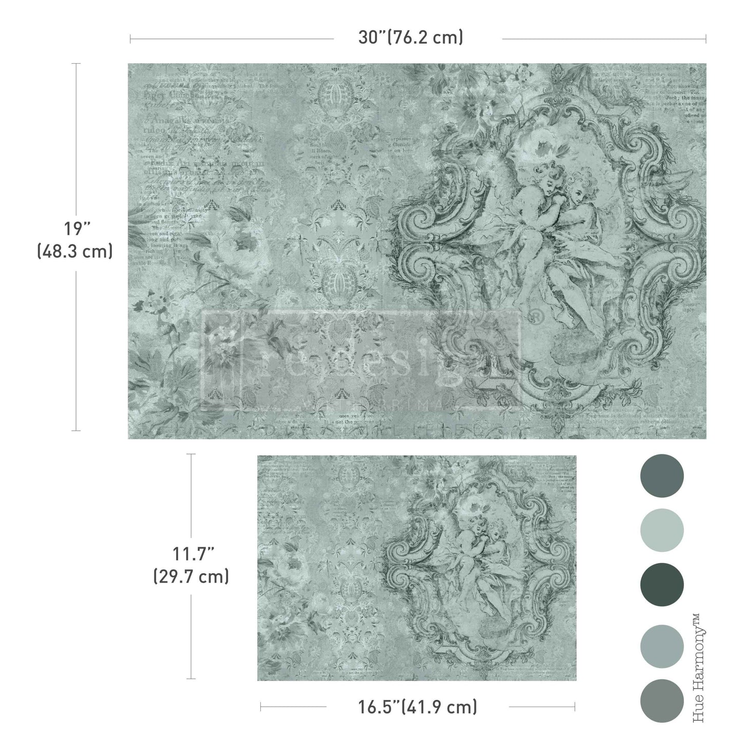 Double Delight Decoupage Fiber Paper Set – Jardin Des ChéRubins – Total 2 sheets – 1 sheet, 19.5″x30″ + 1 sheet,