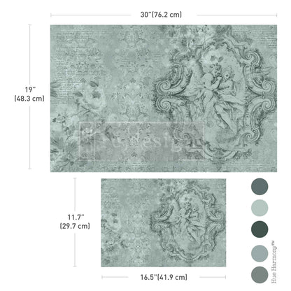 Double Delight Decoupage Fiber Paper Set – Jardin Des ChéRubins – Total 2 sheets – 1 sheet, 19.5″x30″ + 1 sheet,