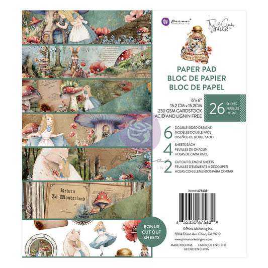 Return To Wonderland Collection 6×6 Paper Pad – 26 sheets – 6 double-sided designs x 4 sheets each + 2 cut-out sheets