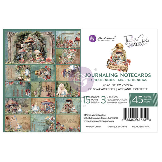 Return To Wonderland Collection 4×6 Journaling Cards – 45 sheets – 15 designs x 3 sheets each