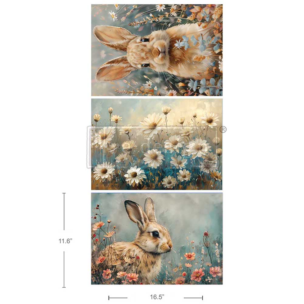 A3 Decoupage Fiber Pack – Garden Bunny Tales – 3 sheets