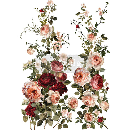 Decor Transfers® – Scarlet Embrace – total sheet size 24″x35″, cut into 4 sheets