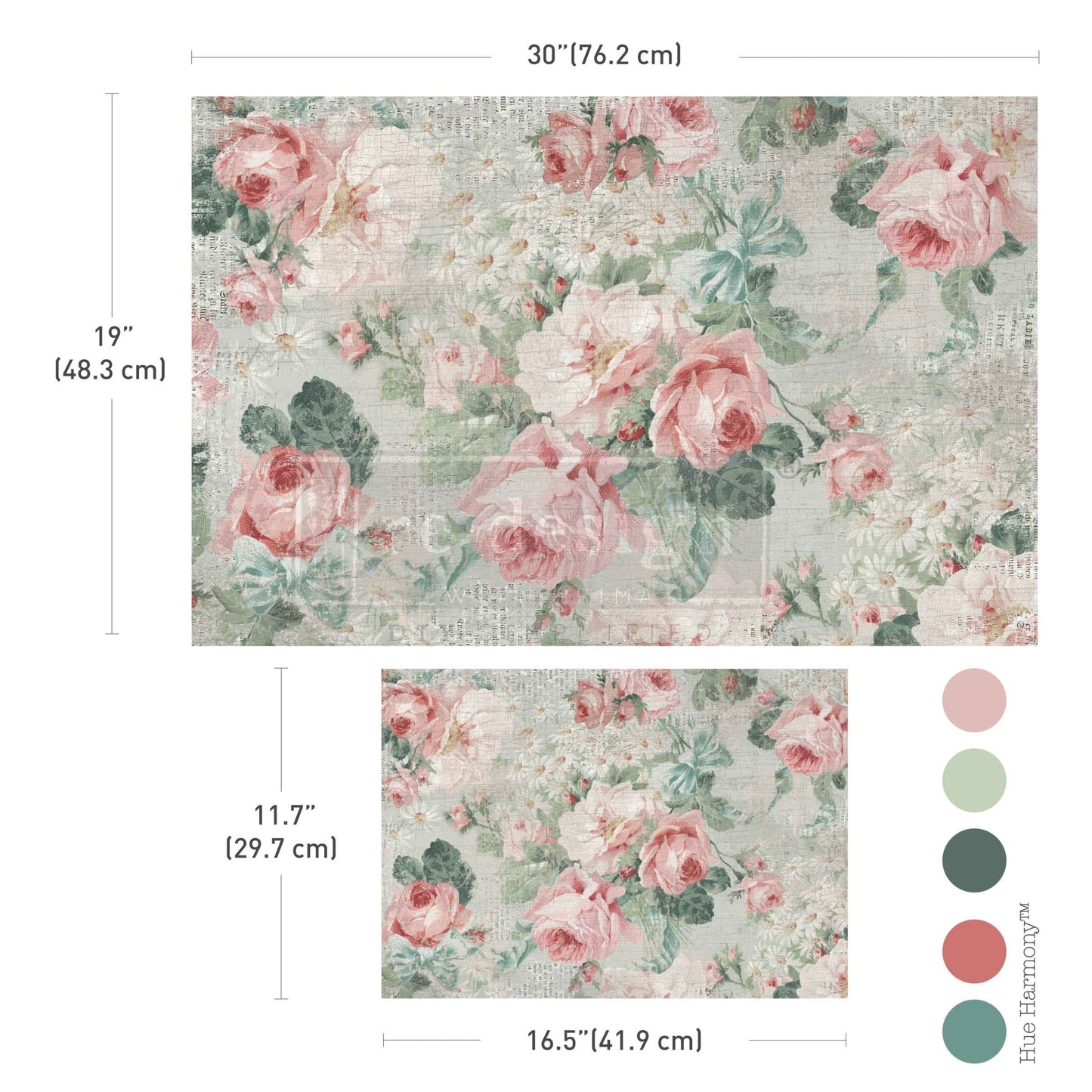 Double Delight Decoupage Fiber Paper Set – Pink Blossom Bliss – Total 2 sheets – 1 sheet, 19.5″x30″ + 1 sheet,