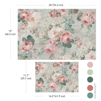 Double Delight Decoupage Fiber Paper Set – Pink Blossom Bliss – Total 2 sheets – 1 sheet, 19.5″x30″ + 1 sheet,