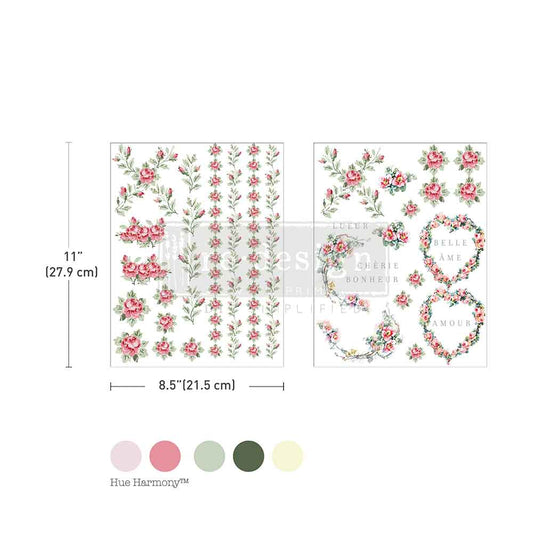 H2O Transfers – Nostalgic Blooms – 2 sheets, 8.5″x11