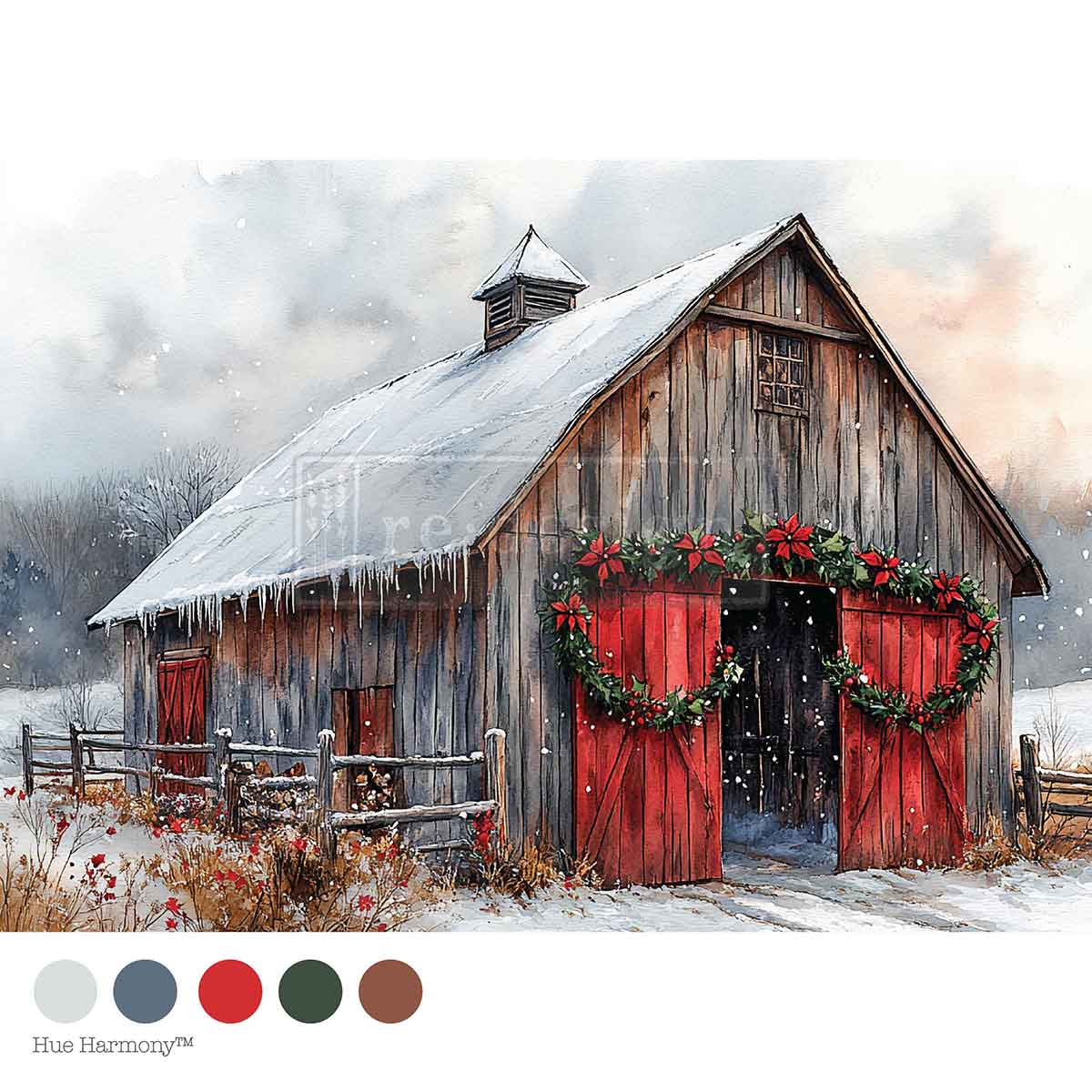 A4 Decoupage –  Cranberry Cabin – 1 sheet, 8.27″x11.69″