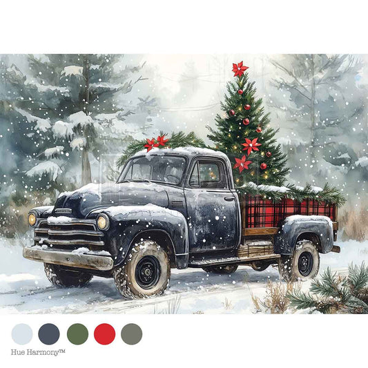 A4 Decoupage –  Country Pines Delivery– 1 sheet, 8.27″x11.69″