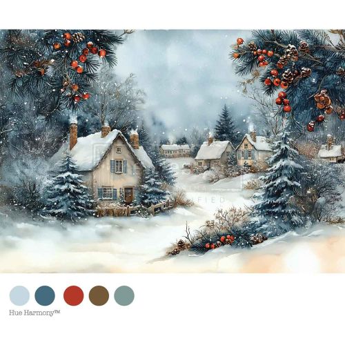 A4 Decoupage –  Winter Hearth– 1 sheet, 8.27″x11.69″
