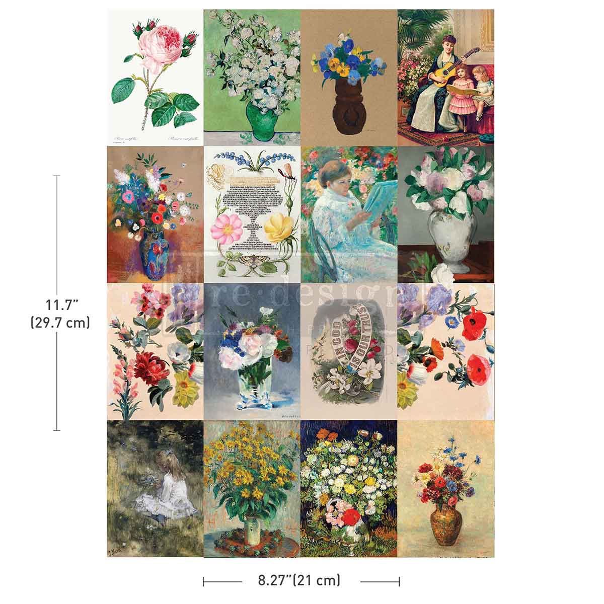 A4 Transfer –Floral Ambiance – 1 sheet, 8.27″x11.69″