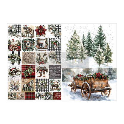 A4 Decoupage Fiber Pack – Farmhouse Frost – 2 sheets, 8.3″x11.7″ each