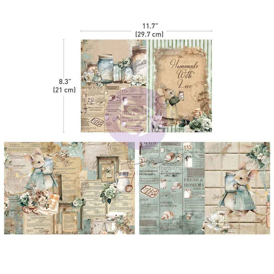 The Home Baker Collection A4 Decoupage – 3 sheets, A4 size 8.3″x11.7″