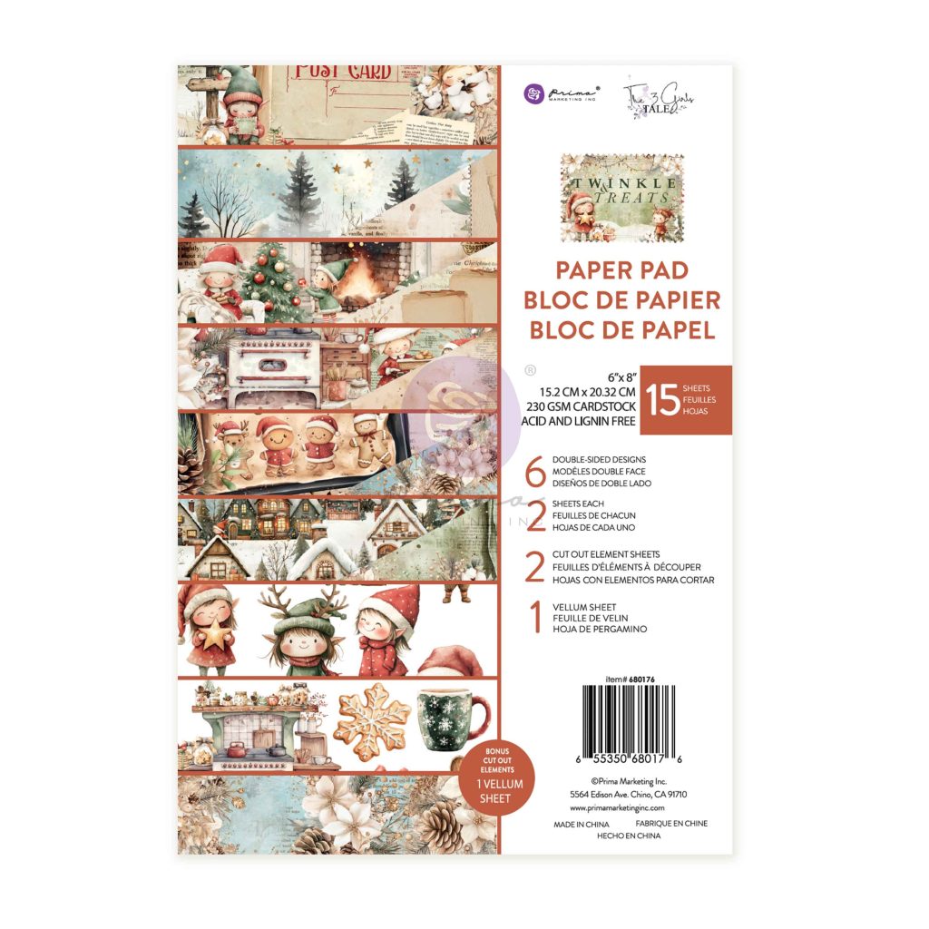 Twinkle & Treats Collection 6×8 Paper Pad – 15 sheets – 6 double-sided designs x 2 sheets each + 1 cut-out sheet + 1 vellum sheet
