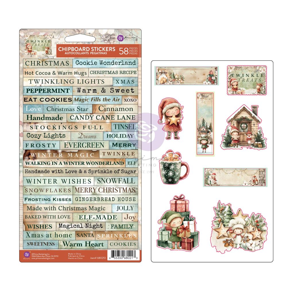 Twinkle & Treats Collection Chipboard Stickers – 58 pcs