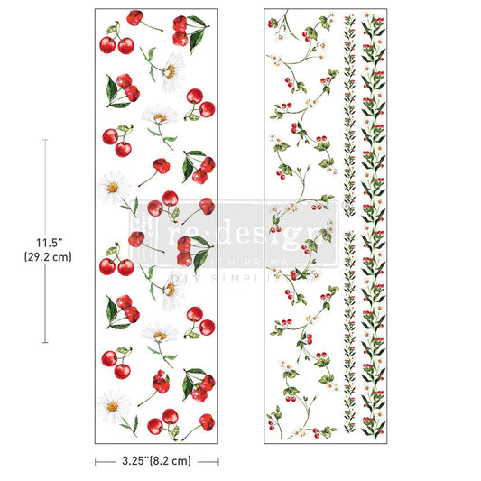 Luxe Transfers® – Daisy Cherry Delight – 2 sheets, 3.25″x11.5″