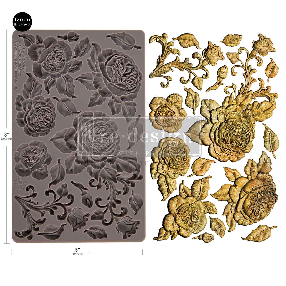 Decor Moulds® – Rosewood Romance – 1 pc, 5″x8″x12mm