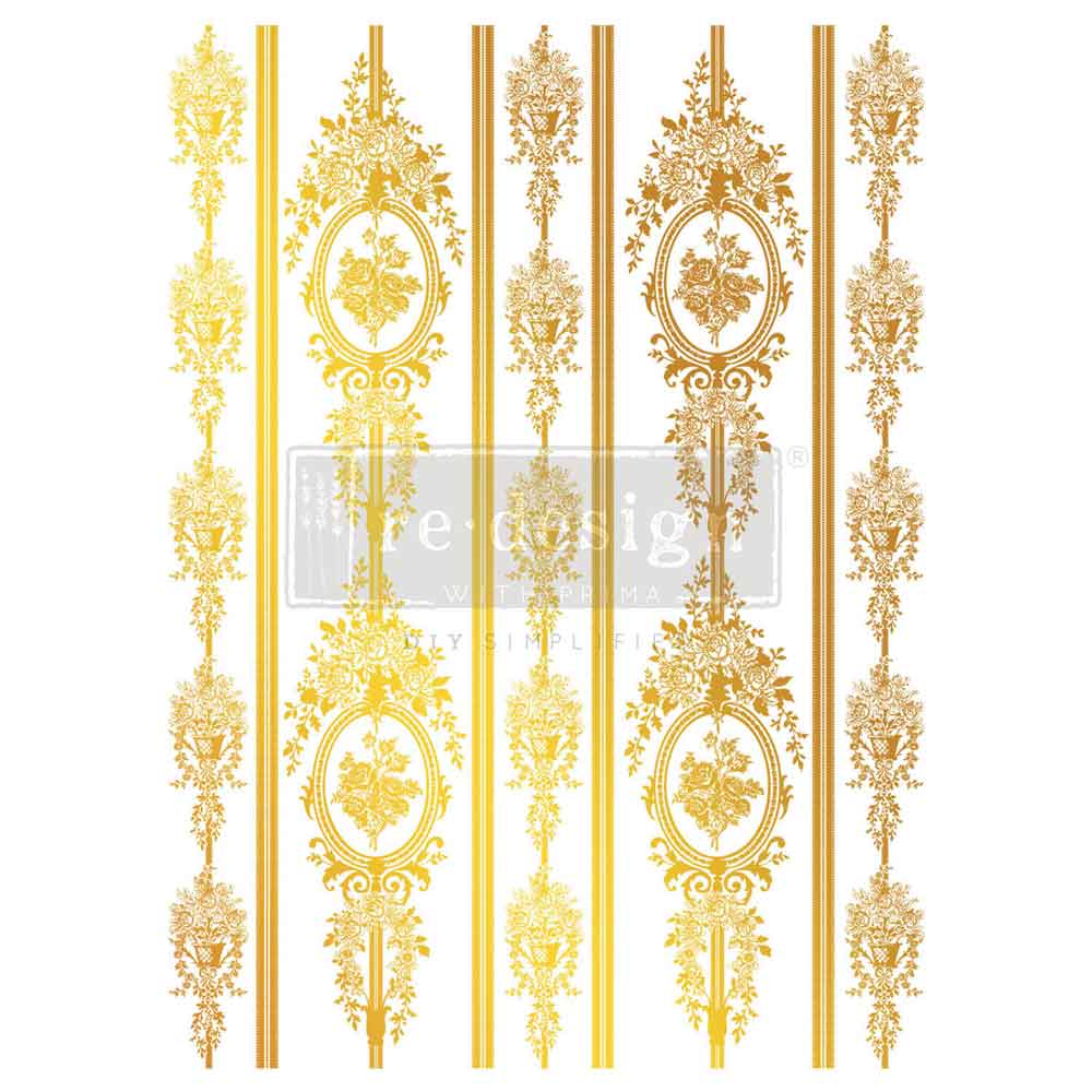 Decor Transfers® Gold Foil by Kacha- Chateau Filigree – total sheet size 18″x24″, cut into 2 sheets