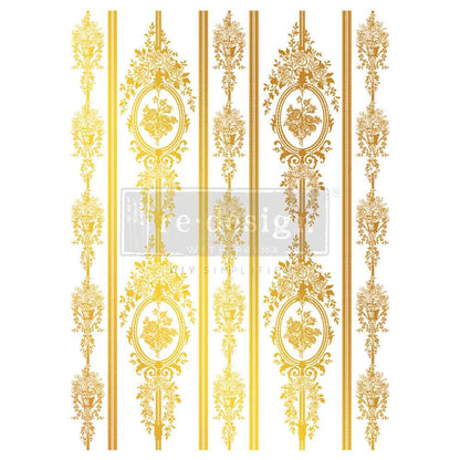 Decor Transfers® Gold Foil by Kacha- Chateau Filigree – total sheet size 18″x24″, cut into 2 sheets