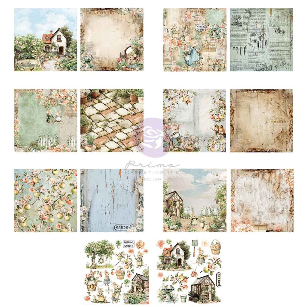 Homegrown Collection 6×6 Paper Pad – 26 sheets – 6 double-sided designs x 4 sheets each + 2 cut-out sheets