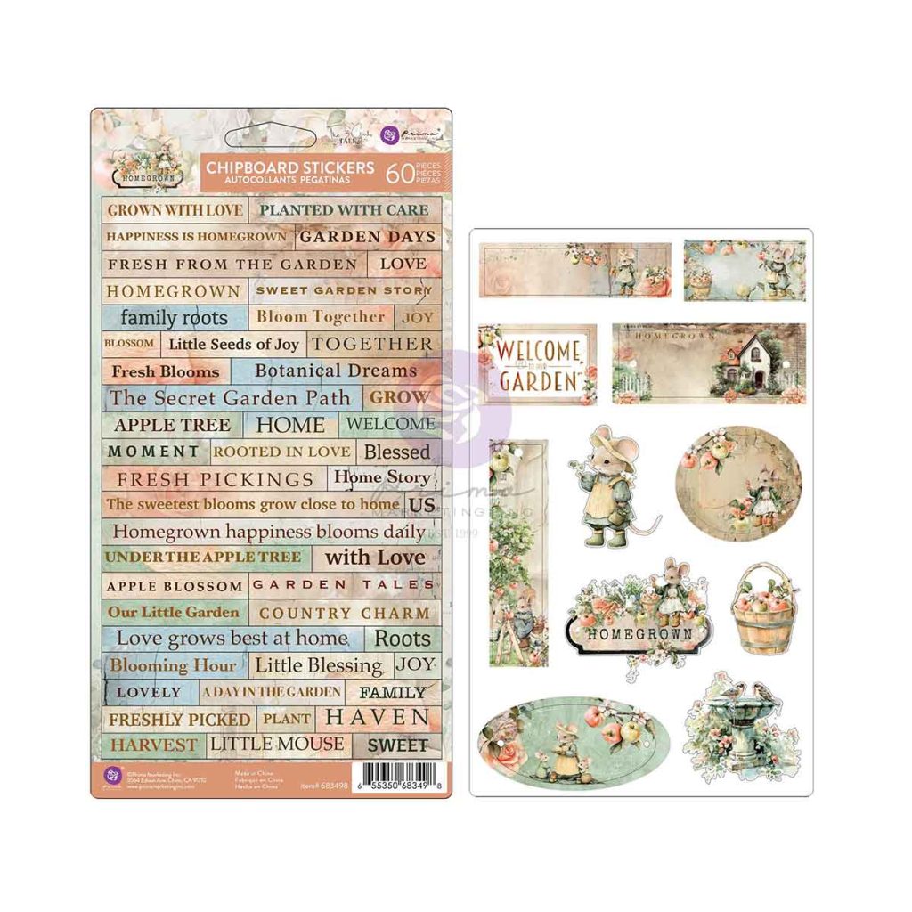 Homegrown Collection Chipboard stickers – 60 pcs