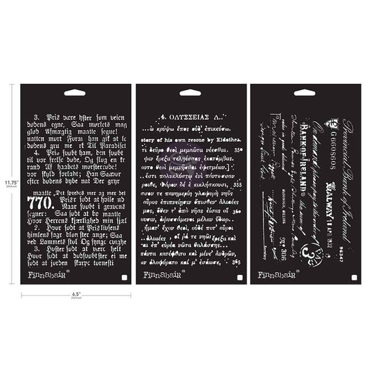 Limited Edition Finnabair Stencil Set – Old Pages – 3 stencils, 6″x9″ each
