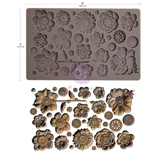 Finnabair Decor Moulds® – Rusty Flowers – 1 pc, 5″x8″x8mm