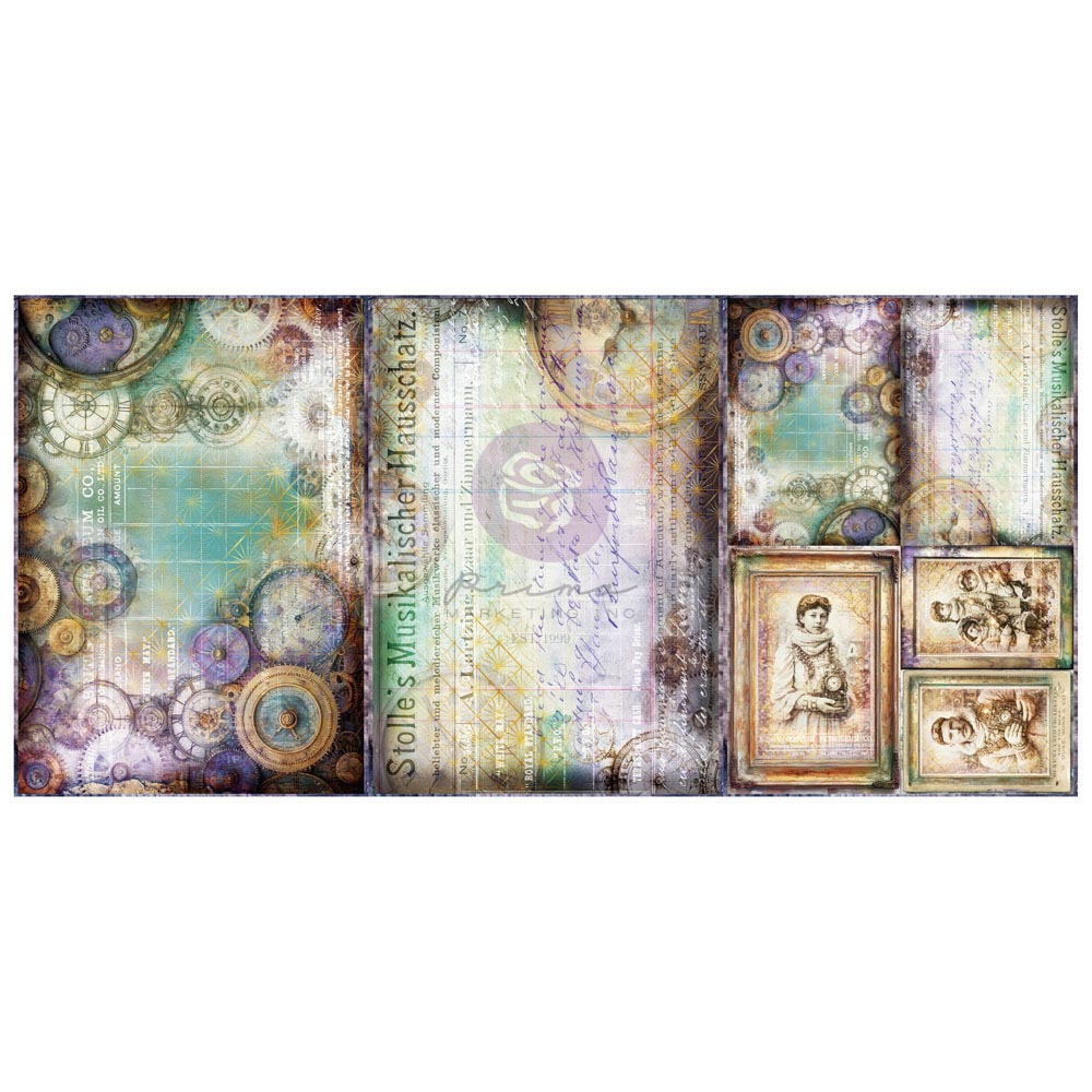 Finnabair A3 Decoupage Fiber Paper Set – Time Whispers – 3 sheets, 11.7″x16.5″