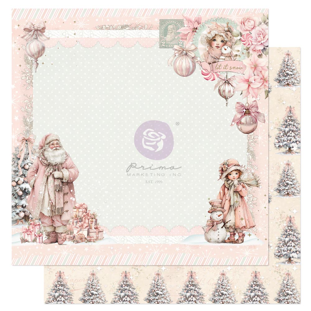 Christmas Blush Collection 12×12 Sheet – Snowy Memories – 1 sheet 12″x12″ w/ foil details 10 sheets