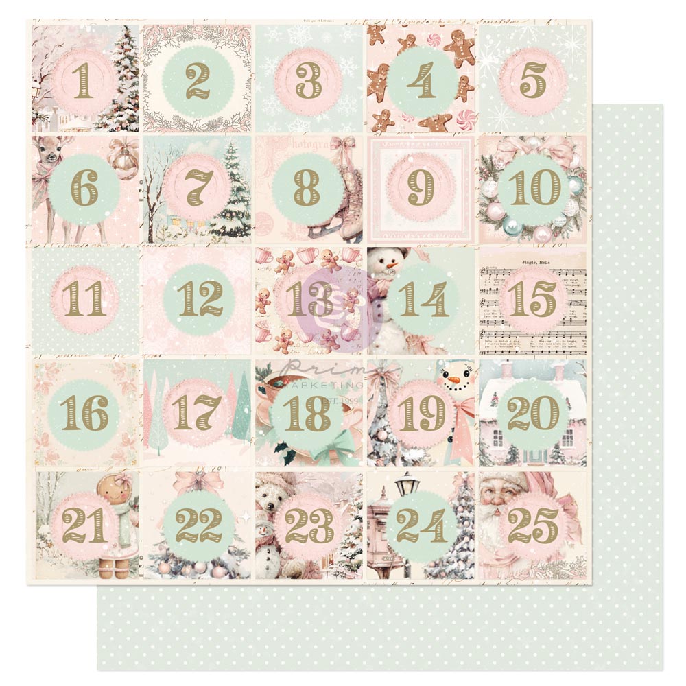 Christmas Blush Collection 12×12 Sheet – Countdown To The Magic – 1 sheet 12″x12″ w/ foil details