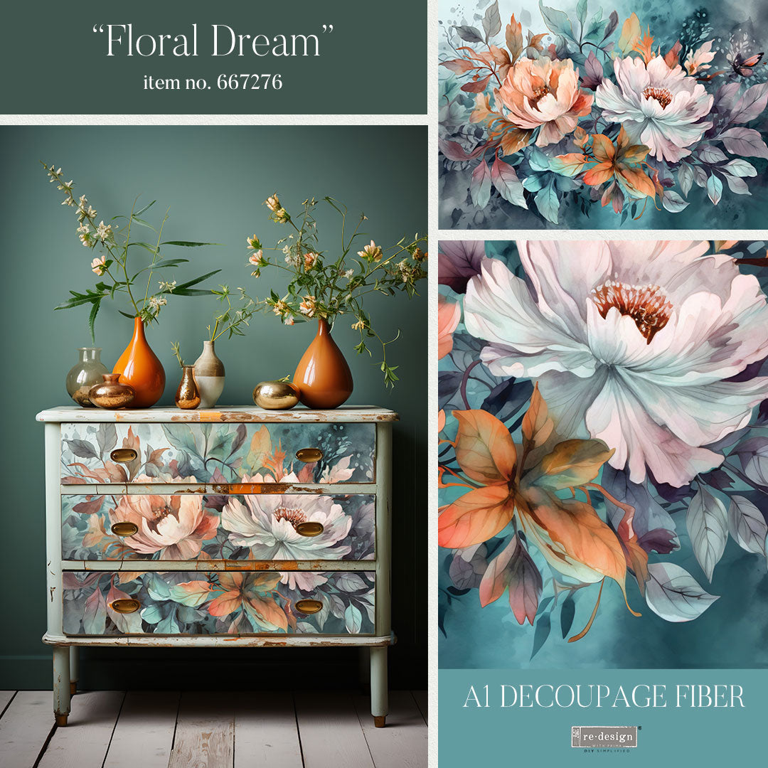 Floral Dream - A1 Decoupage Fiber   EXCLUSIVE AND LIMITED DESIGN