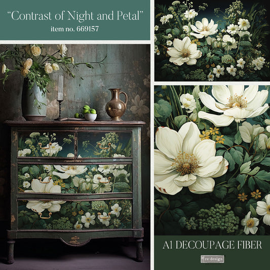 Contrast of Night and Petal - A1 Decoupage Fiber - Exclusive and Limited Release