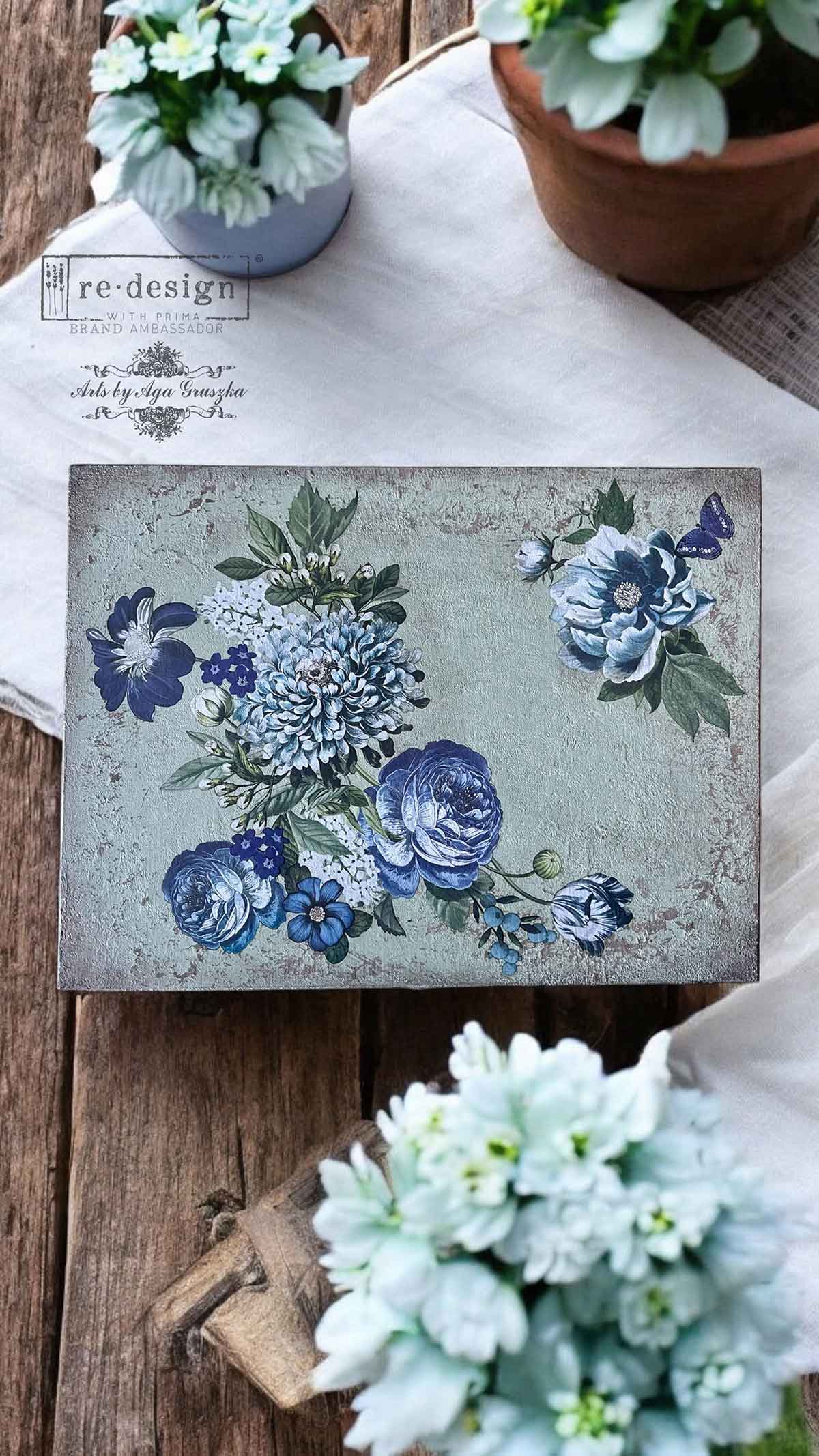 Small Transfers – Indigo Petals – 3 sheets, 6″x12″