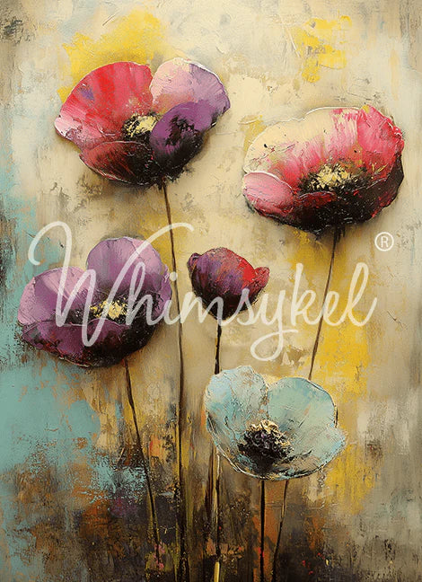 Painted Poppies - Decoupage Tissue Paper "21" x"29"